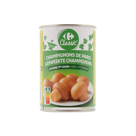 Carrefour classic' champignons de Paris entiers 1er choix 230g