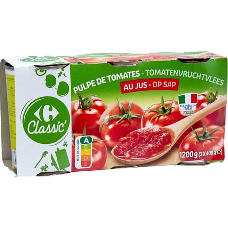 Carrefour classic' pulpe de tomates x3 - 1200g