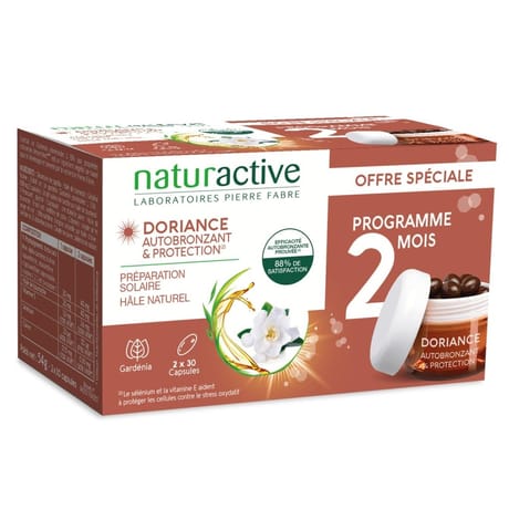 Naturactive Doriane autobronzant gardenia+bracelet indicateur uv off 2x30caps