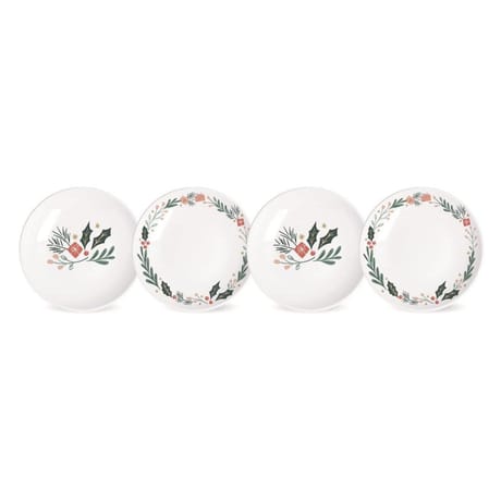 Coffret 4 assiettes mignardises forme coupe decoration noel 15cm