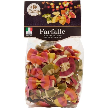 Carrefour extra pâtes farfalle multicolores 250g