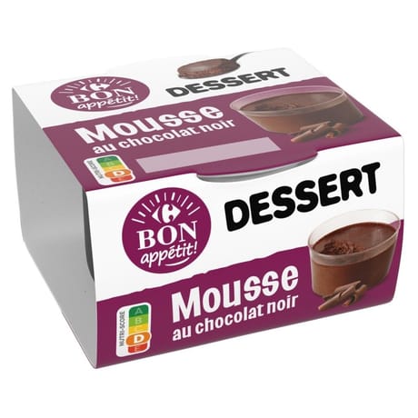 Carrefour bon appétit dessert mousse au chocolat noir 90g