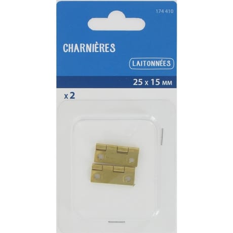 Tréfilaction charnière laitonnée 25x15mm x2