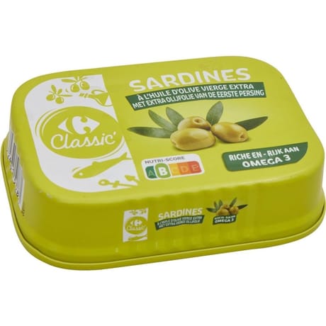 Carrefour classic' sardines huile d'olive vierge extra 95g