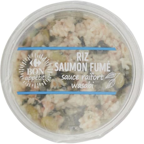 Carrefour bon appétit salade riz au saumon fumé wasabi 250g