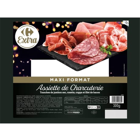 Carrefour extra assiette de charcuterie maxi format 300g