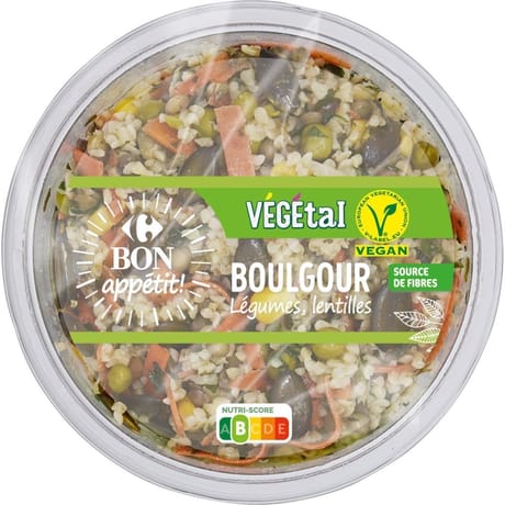Carrefour bon appétit salade végétale boulgour légumes, lentilles 250g