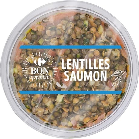 Carrefour bon appétit salade lentilles saumon 250g