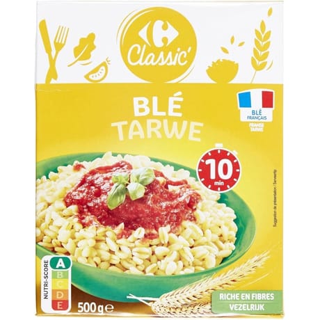 Carrefour classic' blé dur précuit 10 minutes 500g