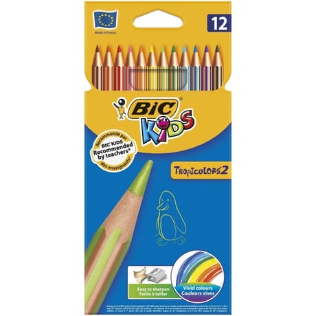 Bic tropicolors étui carton de 12 crayons de couleur