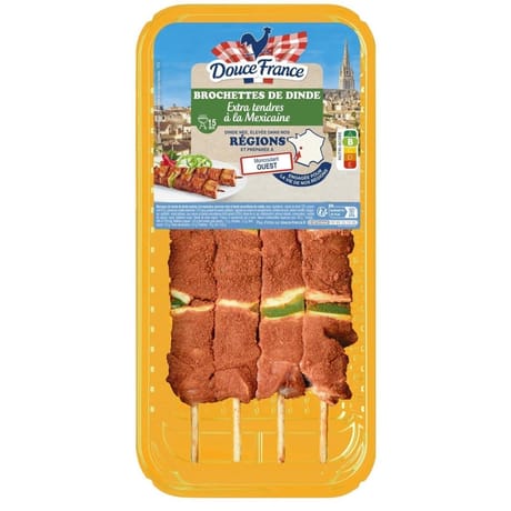 Douce France brochettes de dinde extra tendres mexicaines x4 380g