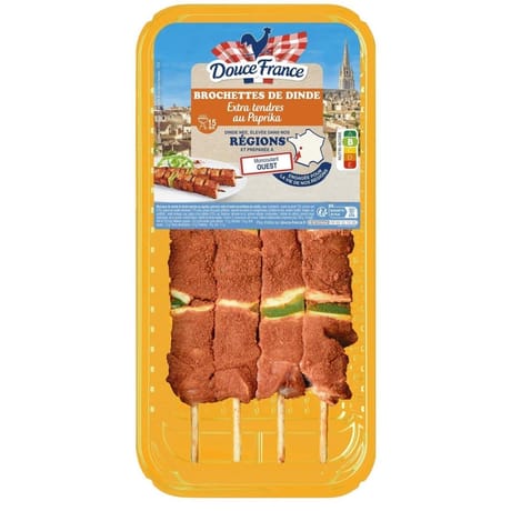 Douce France brochettes de dinde extra tendres paprika x4 380g