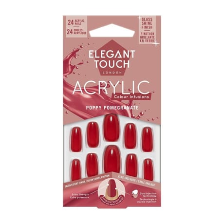 Mild & elegant faux-ongles acrylic poppy pomegranate