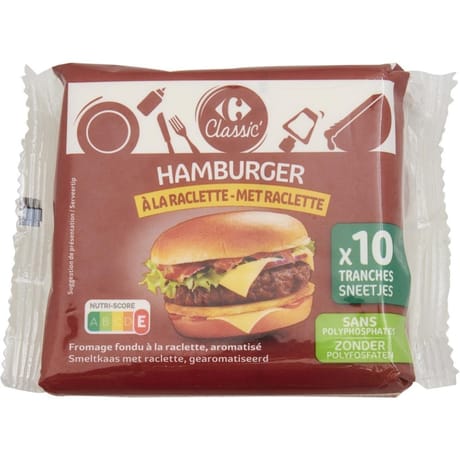 Carrefour Classic' fromage hamburger à la raclette 10 tranches 200g