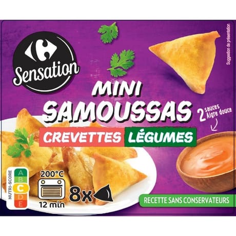 Carrefour sensation mini samoussa crevettes légumes 260g