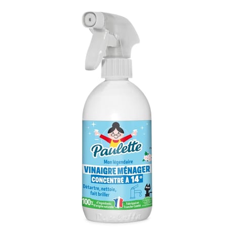 Paulette vinaigre ménager concentré 14° fleur de pomme ecocert 500ml