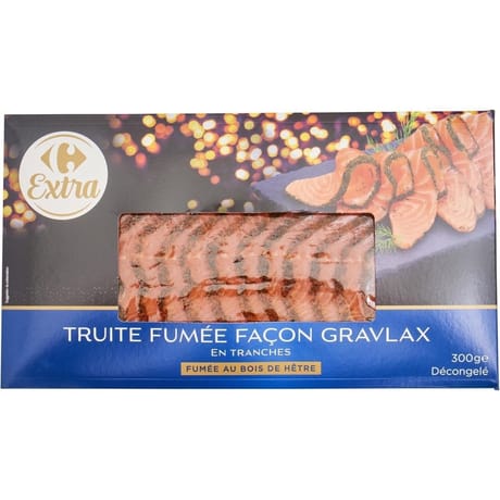 Carrefour extra truite fumée façon gravlax 300g