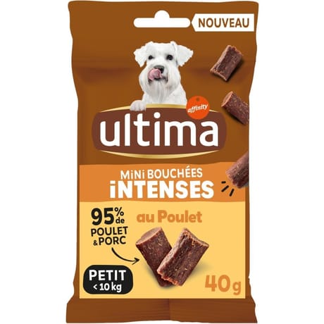 Ultima mini bouchées intenses au poulet et porc petit chien 40 gr