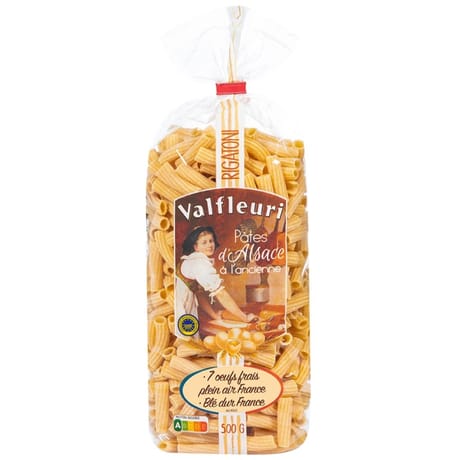 Valfleuri pates d'alsace 7 oeufs frais rigatoni 500g