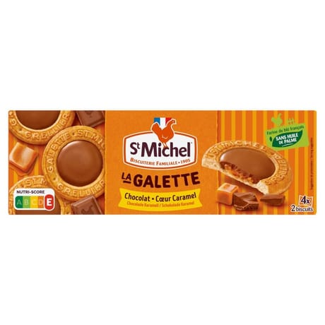 St michel la galette chocolat coeur caramel 4 sachets de 2 biscuits