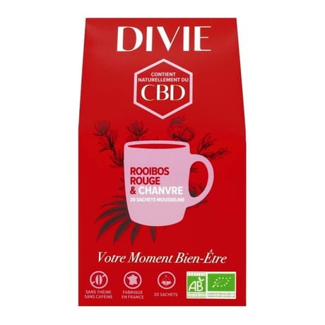 Divie infusion rooibos rouge & chanvre bio 20 sachets