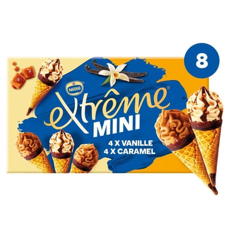 Extrême 8 mini cônes vanille caramel 312g