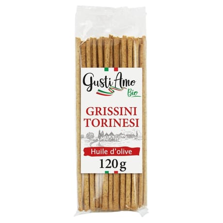 Gusti amo bio gressins torinesi à l'huile d'olive bio 120g