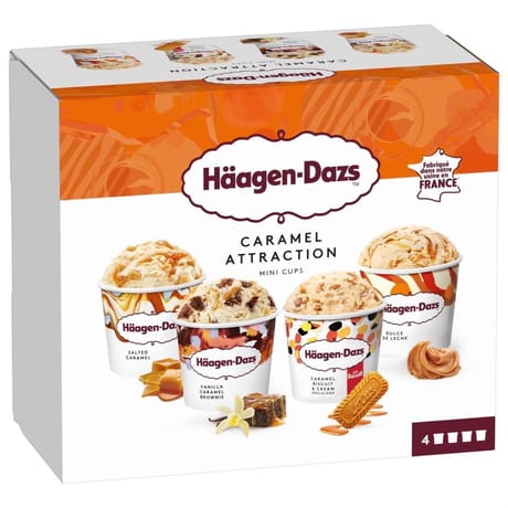 Haagen dazs 4 mini pots caramel attraction 380ml 321g