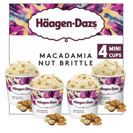 Haagen dazs 4 mini pots obsession macadamia nut brittle 380ml 324g