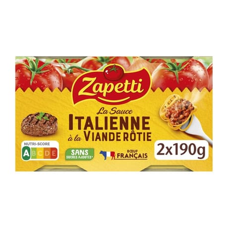 Zapetti sauce italienne à la viande rotie lot de 2x190g