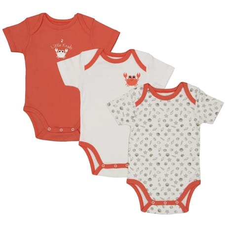 Lot de 3 bodies manches courtes bébé Influx LITTLE KRAB 12 MOIS