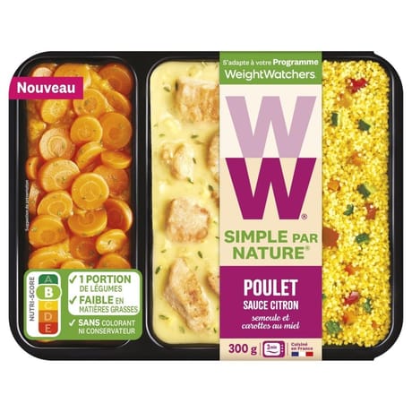 WW poulet sauce citron, semoule et carottes au miel 300g