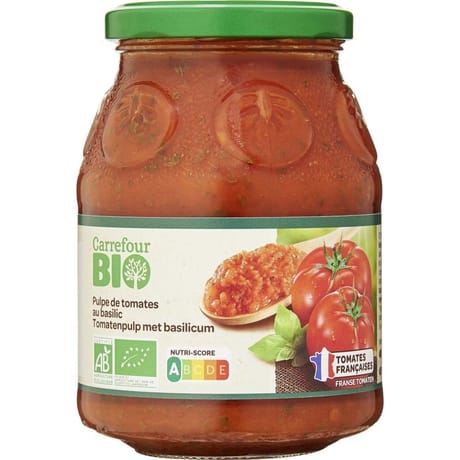 Carrefour bio pulpe de tomates au basilic bio 400g