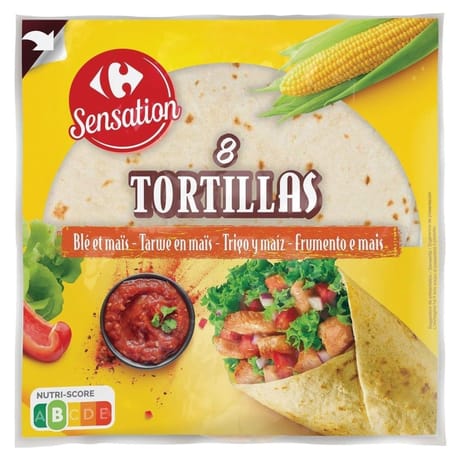 Carrefour sensation 8 tortillas au blé et maïs 320g