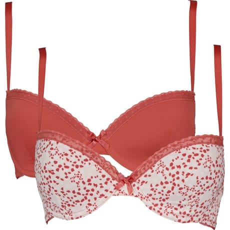Lot de 2 soutiens-gorge coque ligne Duo Micro UNI ROUGE/IMP ROSE 100D