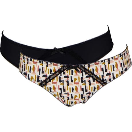 Lot de 2 slips ligne Duo Micro UNI NOIR/IMP BLANC 46/48