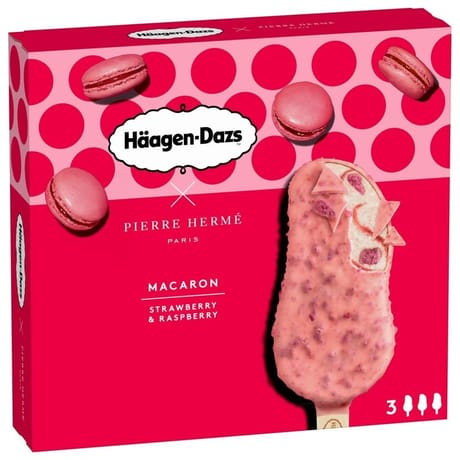 Haagen-Dazs bâtonnets macaron strawberry raspberry Pierre Hermé 3x80ml 225g