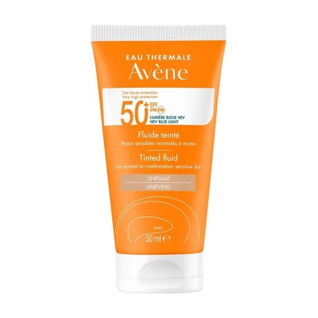 Avene solaires fluide teinte spf50+ uva uvb lumière bleue hev 50ml