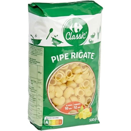 Carrefour classic' pâtes pipe rigate 500g