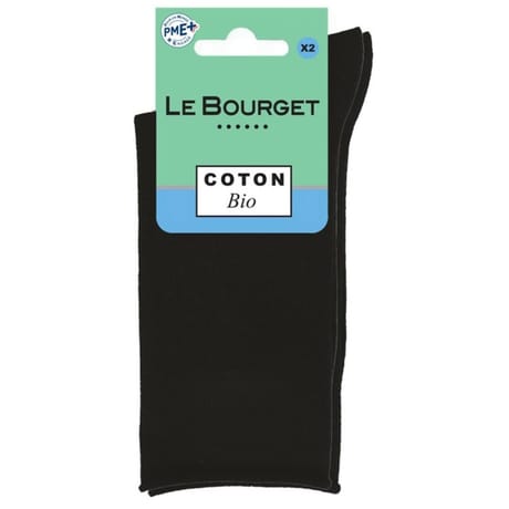 2x chaussettes bord roulotté coton bio LE BOURGET NOIR/NOIR 500 37\41
