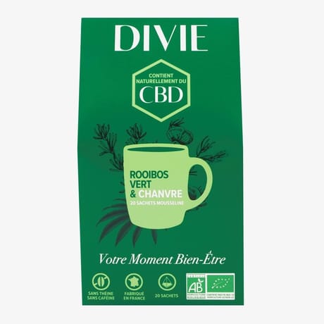 Divie infusion rooibos vert & chanvre bio 20 sachets
