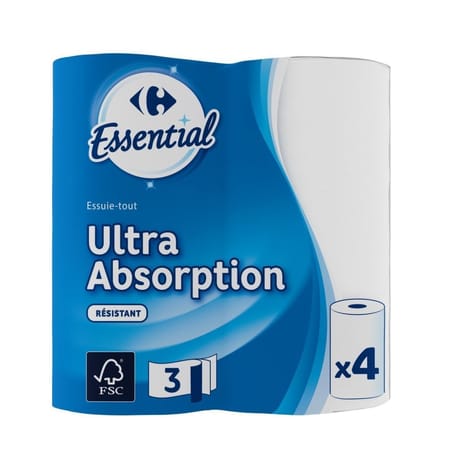 Carrefour Essential essuie-tout ultra absorption x4