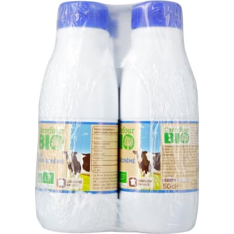 Carrefour bio lait uht demi écrémé bio 6x50cl