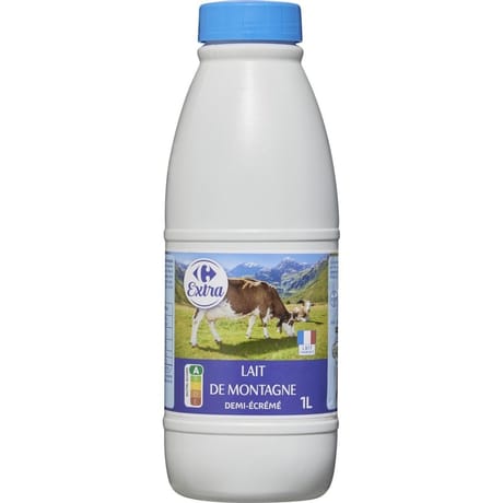 Carrefour extra lait de montagne demi écrémé 1l