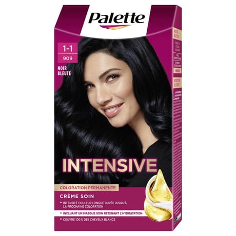 Schwarzkopf palette coloration crème soin permanente 909 noir bleuté