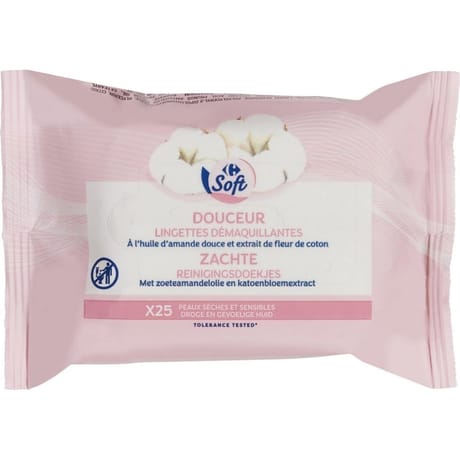 Carrefour soft lingettes demaquillantes x 25