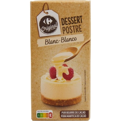 Carrefour original chocolat dessert blanc tablette 200g