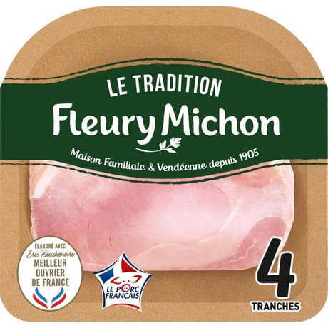 Fleury michon 4 tranches jambon le tradition nature 160g
