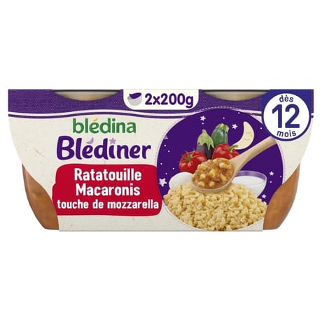 Bledina blédiner ratatouille petits macaronis mozzarella 2x200g dès 12 mois