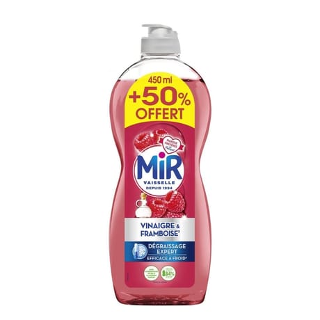 Mir vaisselle vinaigre framboise 450ml+50% offert